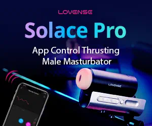 Lovense Solace Pro app-controlled thrusting male masturbator