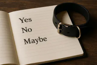 A bondage collar and a safe word list