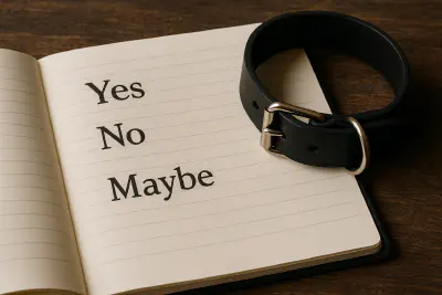 A bondage collar and a safe word list
