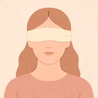 Woman wearing a blindfold