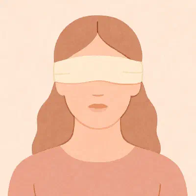 Woman wearing a blindfold