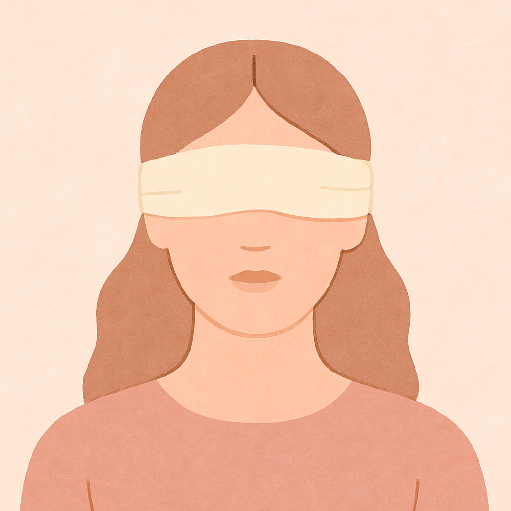 Woman wearing a blindfold