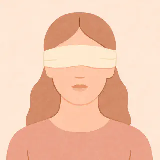 Woman wearing a blindfold