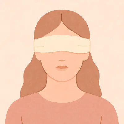 Woman wearing a blindfold
