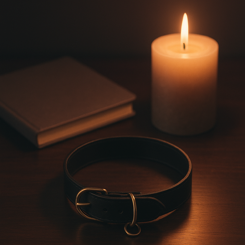 A bondage collar and a safe word list