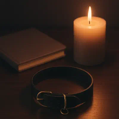 A bondage collar and a safe word list