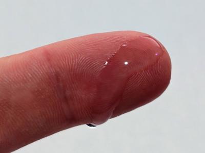 Water based lube on a finger