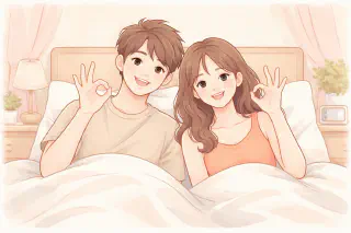 Couple celebrating International Orgasm Day by flashing the Ok sign