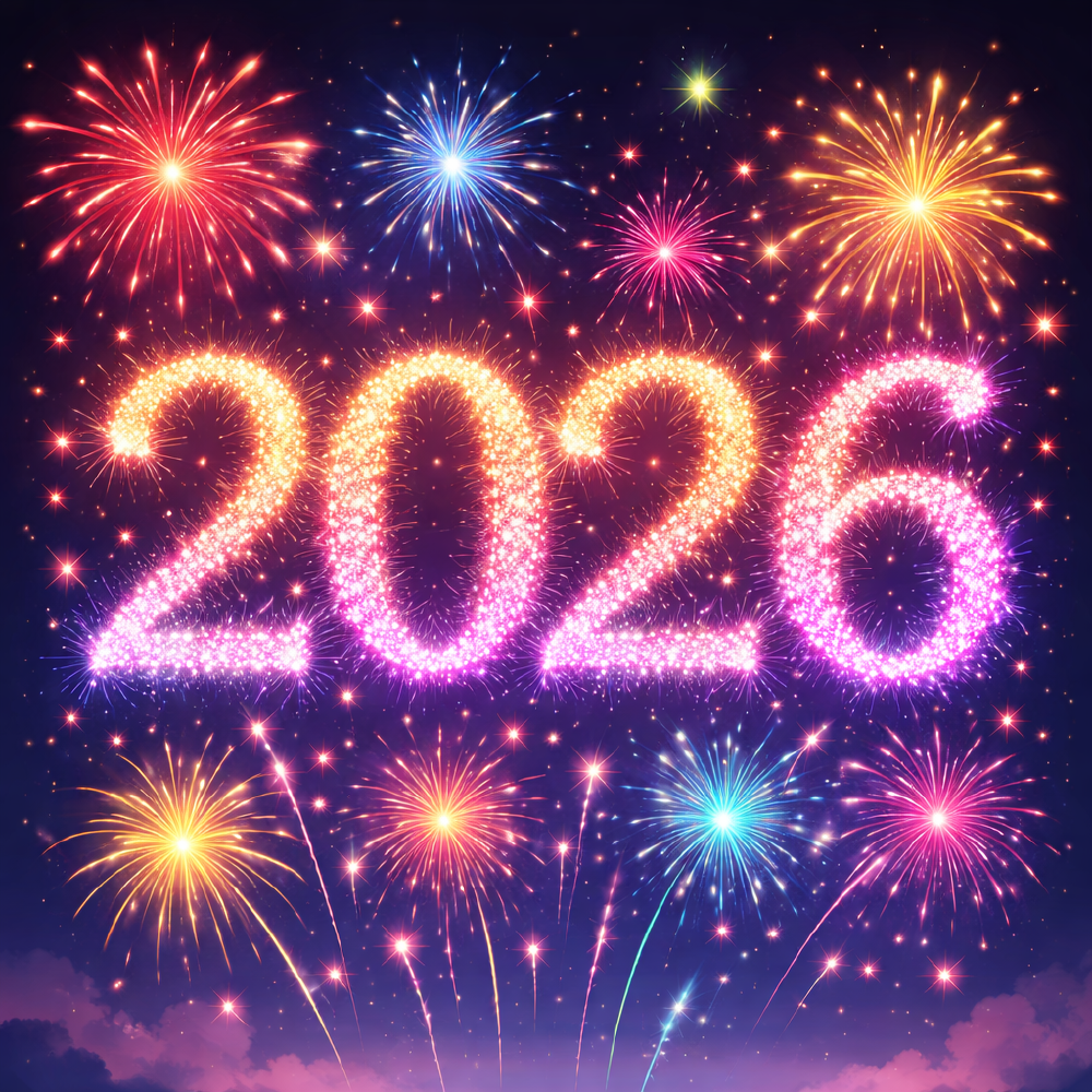 Fireworks in the shape of 2026