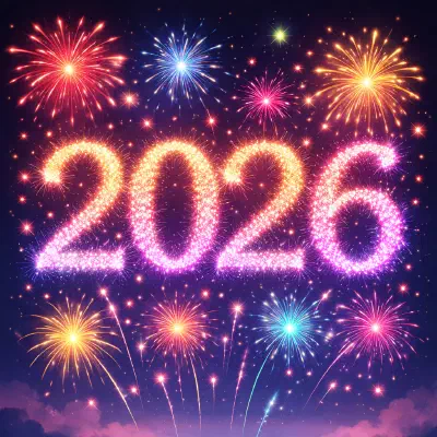 Fireworks in the shape of 2026