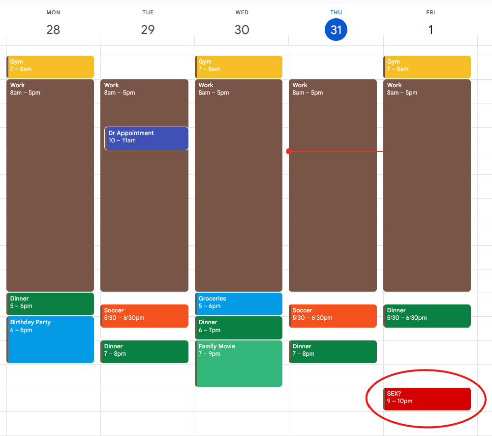 A calendar with a scheduled date marked