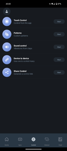 FeelConnect app control modes