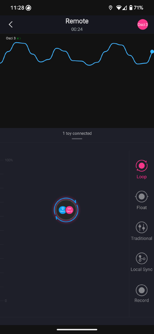 Lovense Remote App Osci 3 remote control screen