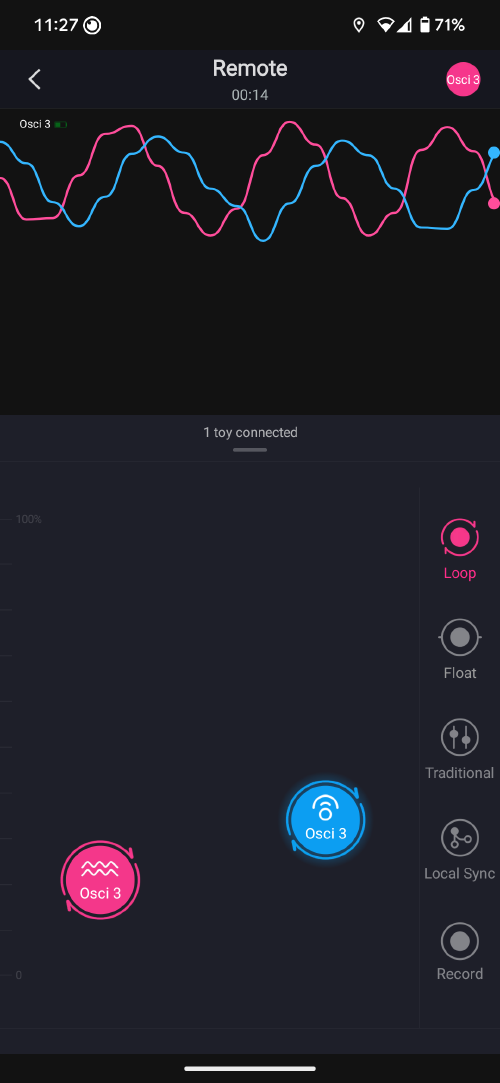 Lovense Remote App Osci 3 remote control screen