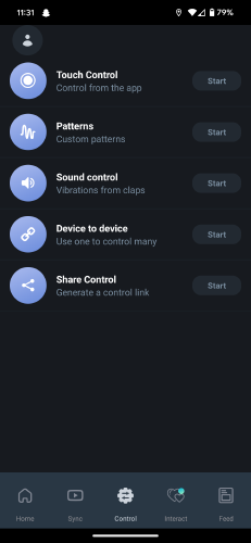 FeelConnect app control modes
